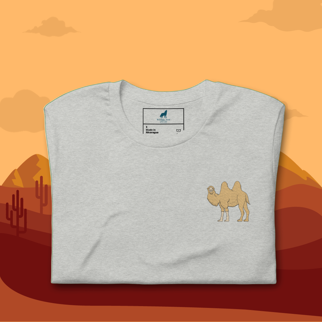 Camel Cotton T-Shirt - Embroidered - Wildlife Soul Camel Cotton T-Shirt - Embroidered