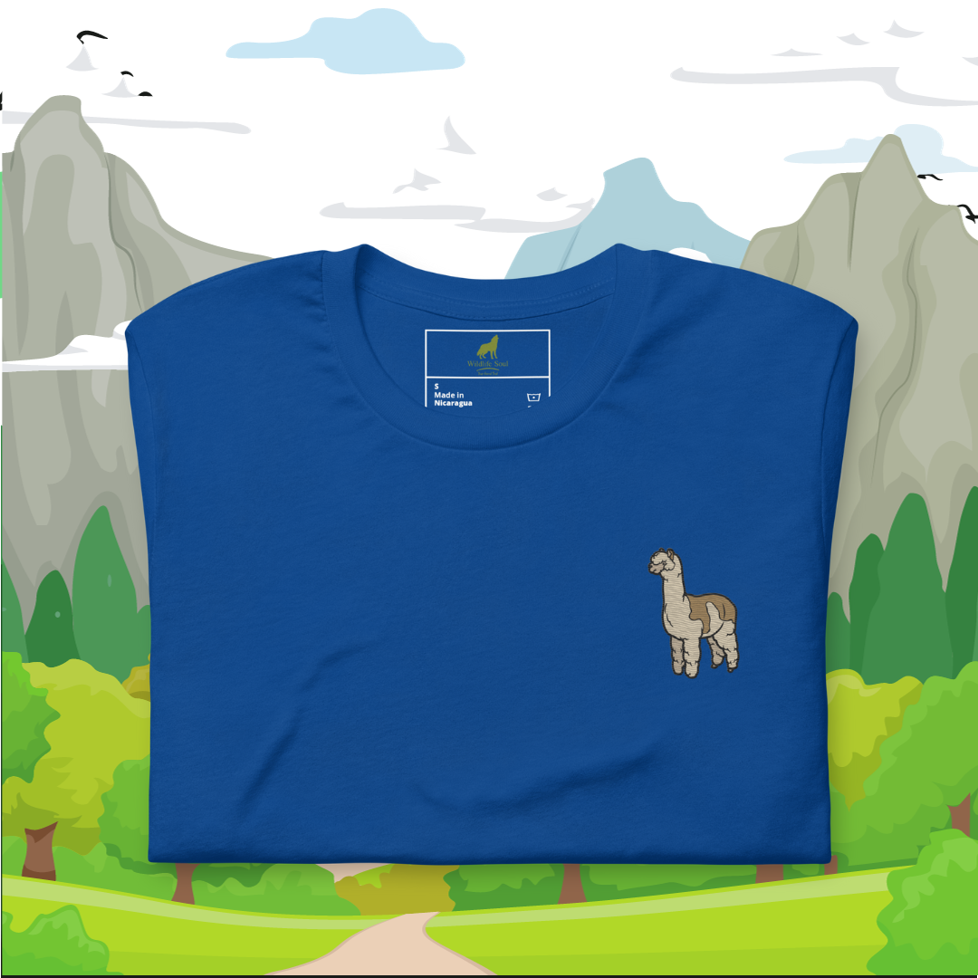 Alpaca Cotton T-shirt - Embroidered - Wildlife Soul Alpaca Cotton T-shirt - Embroidered