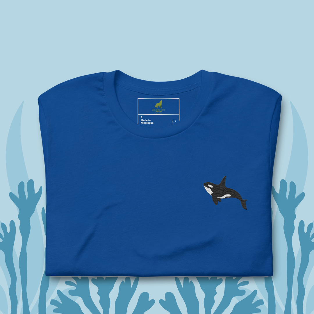 killer whale Cotton T-Shirt - Embroidered - Wildlife Soul killer whale Cotton T-Shirt - Embroidered
