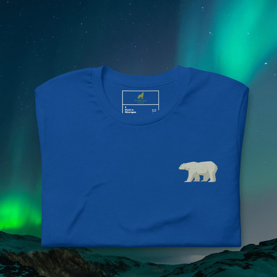 White Bear Cotton T-Shirt - Embroidered - Wildlife Soul White Bear Cotton T-Shirt - Embroidered