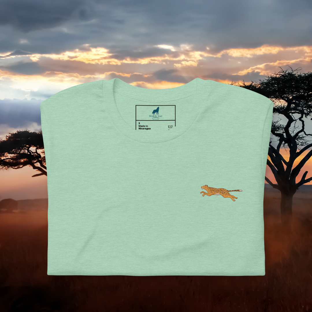 Leopard Cotton T-Shirt - Embroidered - Wildlife Soul Leopard Cotton T-Shirt - Embroidered