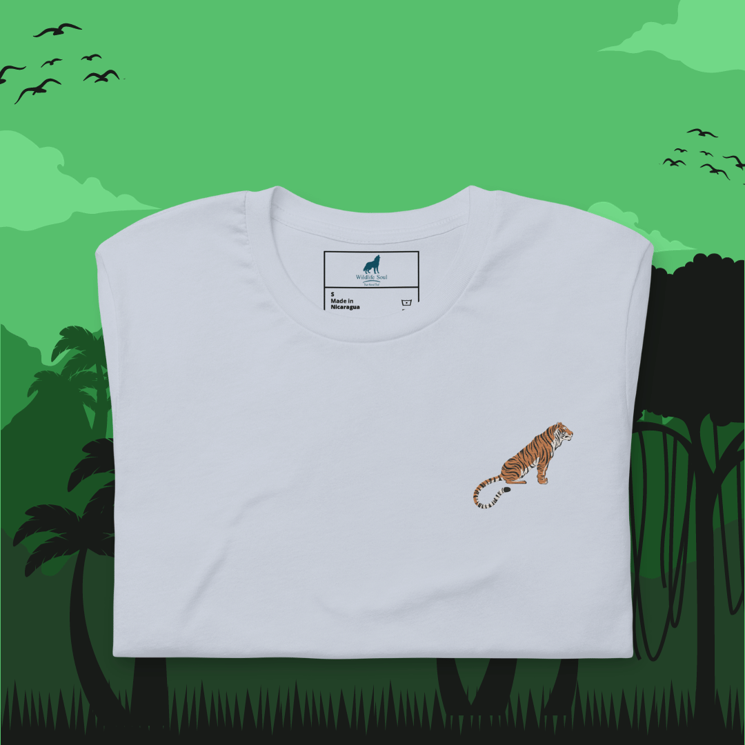 Tiger Cotton T-Shirt - Embroidered - Wildlife Soul Tiger Cotton T-Shirt - Embroidered