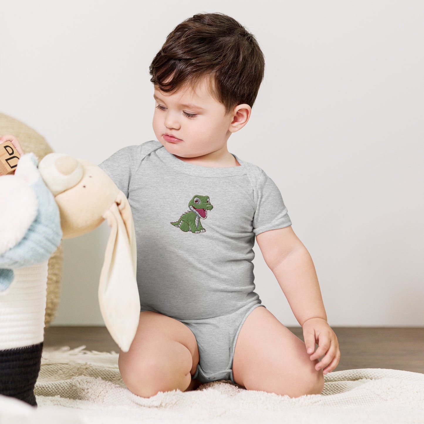 Crocodile Cotton Baby Body - Embroidered - Wildlife Soul Crocodile Cotton Baby Body - Embroidered