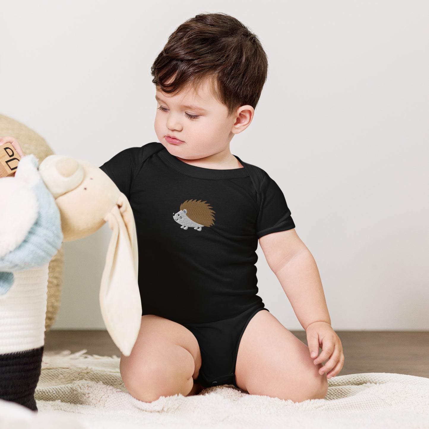 Hedgehog Cotton Baby Body - Embroidered - Wildlife Soul Hedgehog Cotton Baby Body - Embroidered