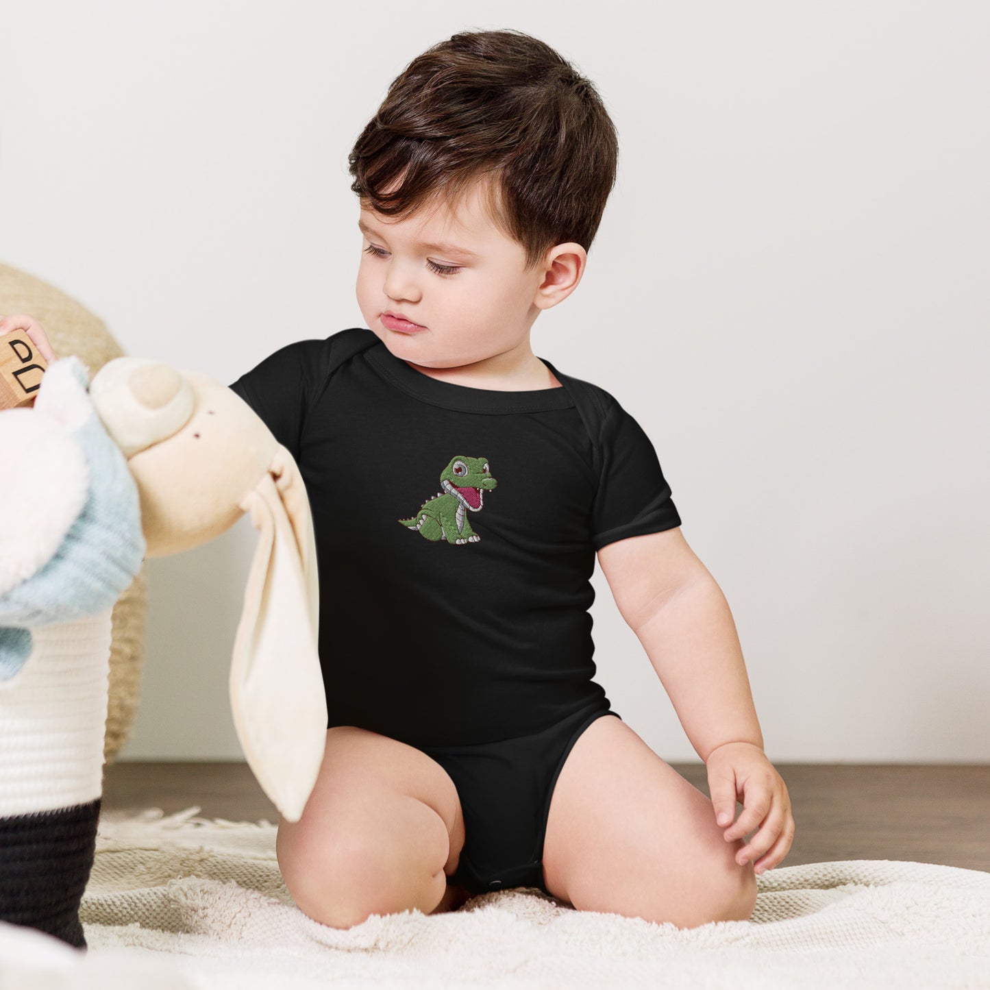 Crocodile Cotton Baby Body - Embroidered - Wildlife Soul Crocodile Cotton Baby Body - Embroidered