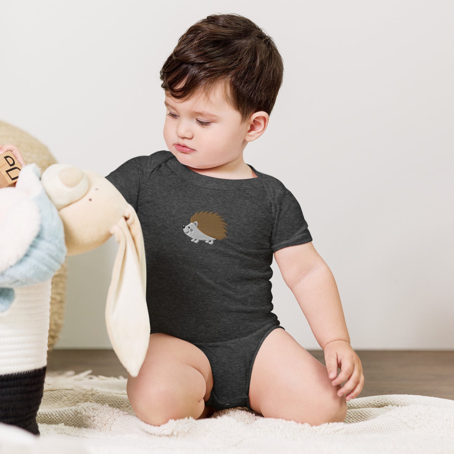 Hedgehog Cotton Baby Body - Embroidered - Wildlife Soul Hedgehog Cotton Baby Body - Embroidered