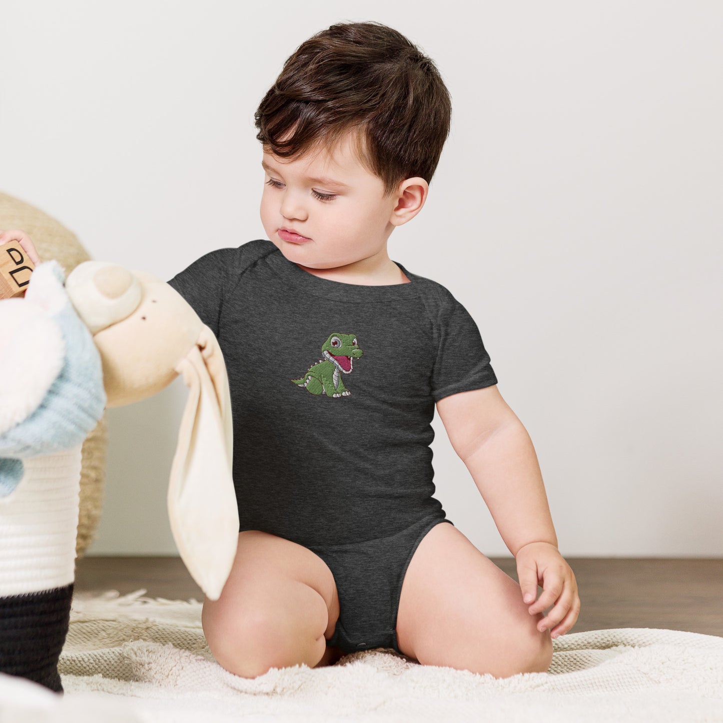 Crocodile Cotton Baby Body - Embroidered - Wildlife Soul Crocodile Cotton Baby Body - Embroidered