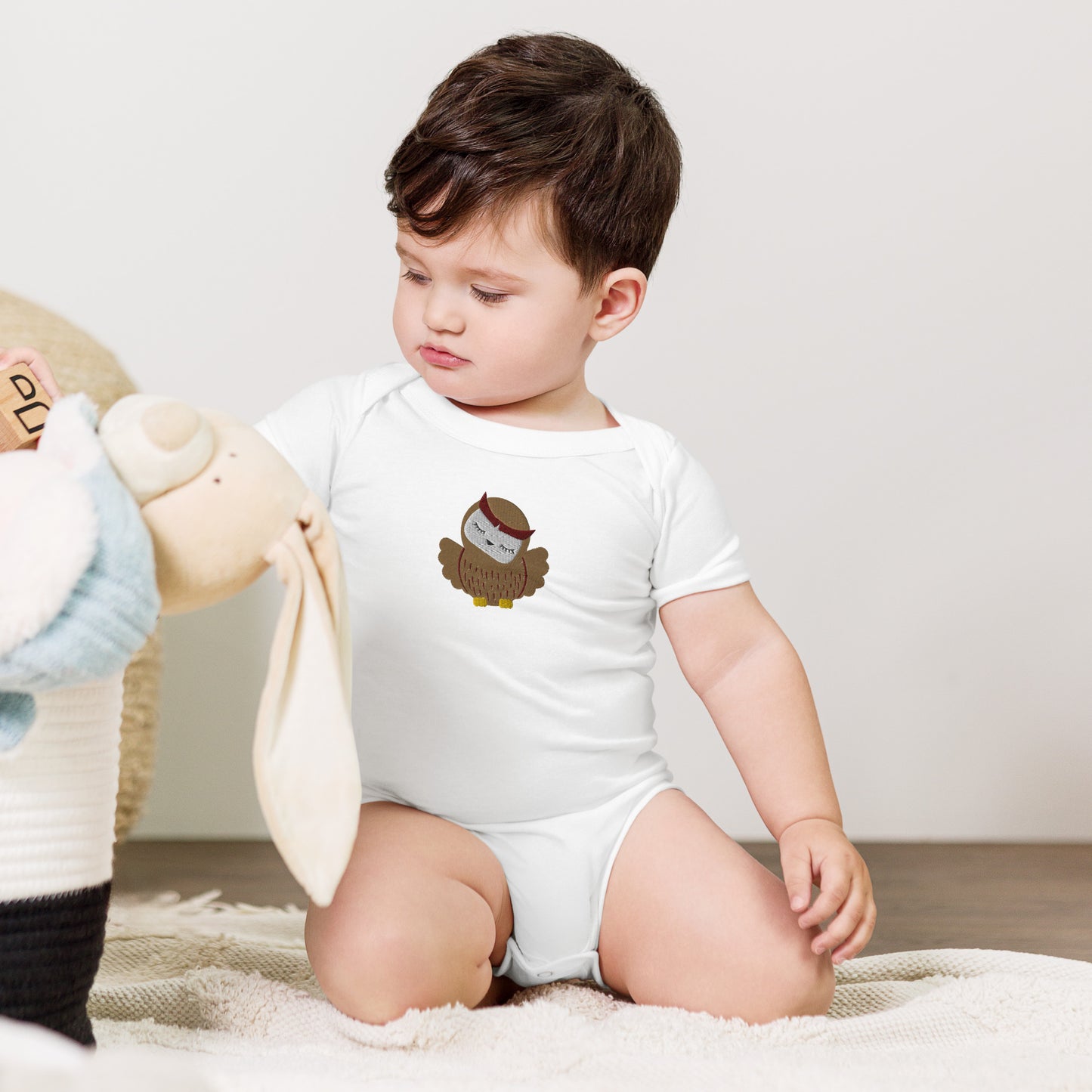Owl Cotton Baby Body - Embroidered - Wildlife Soul Owl Cotton Baby Body - Embroidered