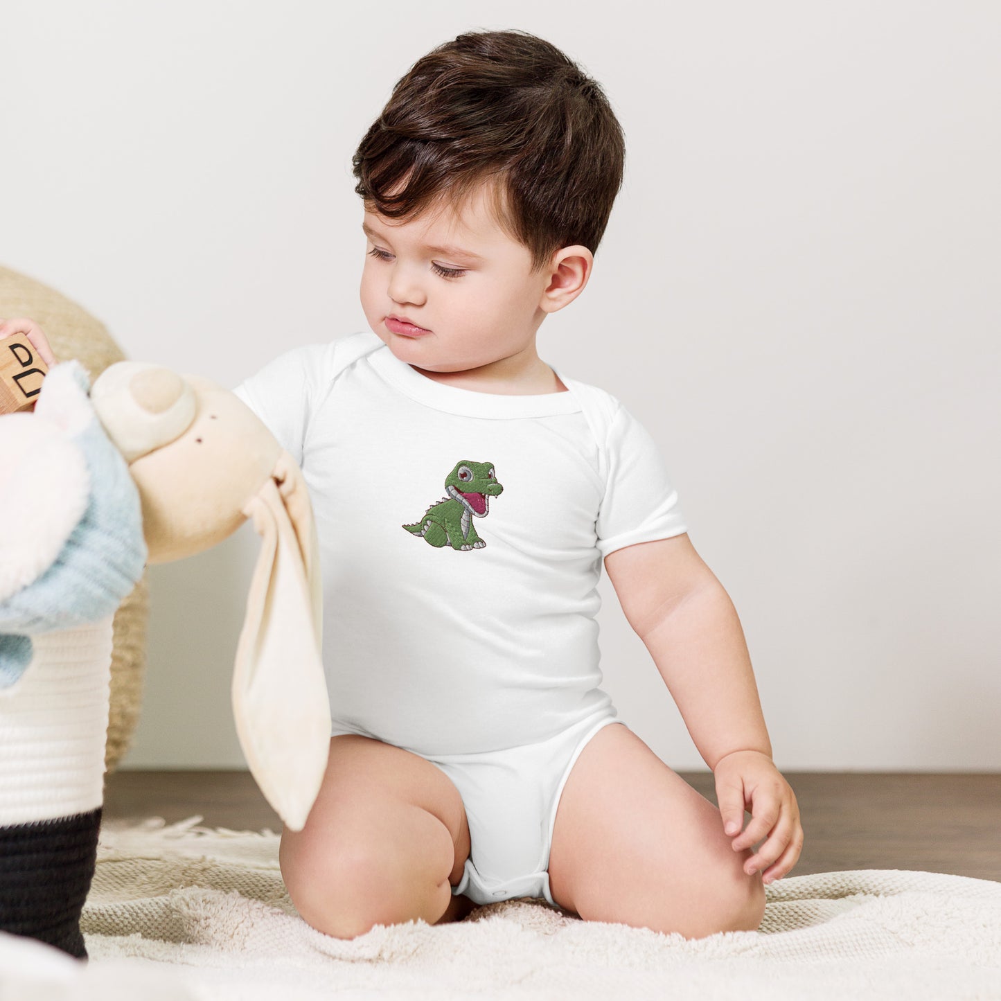 Crocodile Cotton Baby Body - Embroidered - Wildlife Soul Crocodile Cotton Baby Body - Embroidered