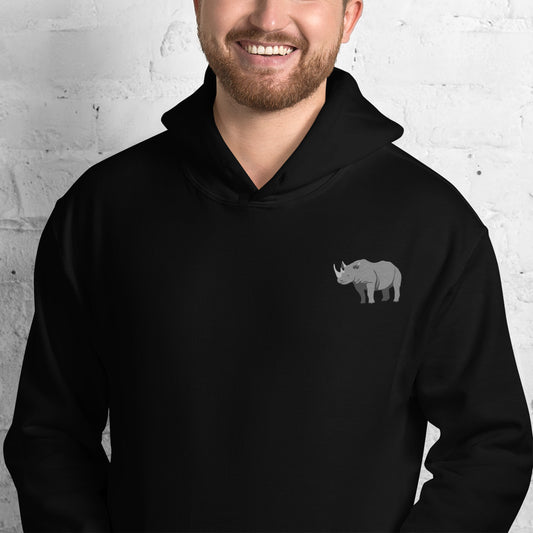 Rhinoceros Cotton Hoodie - Embroidered - Wildlife Soul Rhinoceros Cotton Hoodie - Embroidered