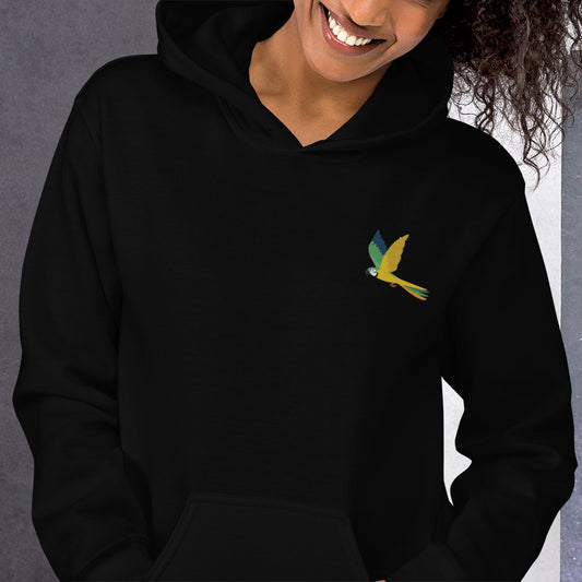 Parrot Cotton Hoodie - Embroidered - Wildlife Soul Parrot Cotton Hoodie - Embroidered