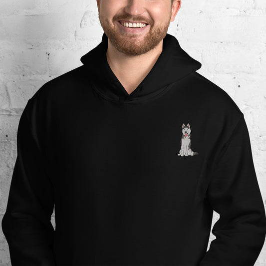 Siberian Husky Cotton Hoodie - Embroidered - Wildlife Soul Siberian Husky Cotton Hoodie - Embroidered