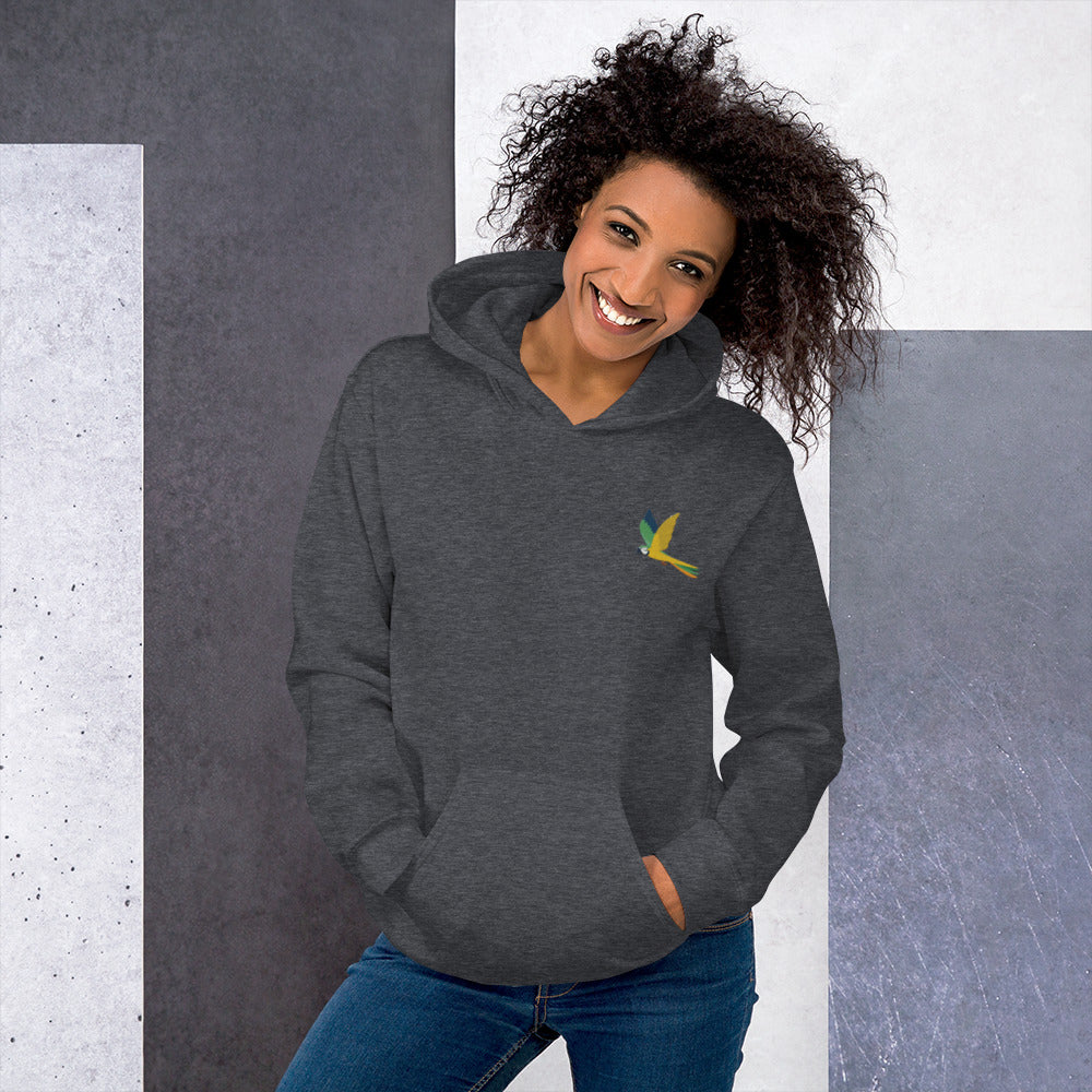 Parrot Cotton Hoodie - Embroidered - Wildlife Soul Parrot Cotton Hoodie - Embroidered