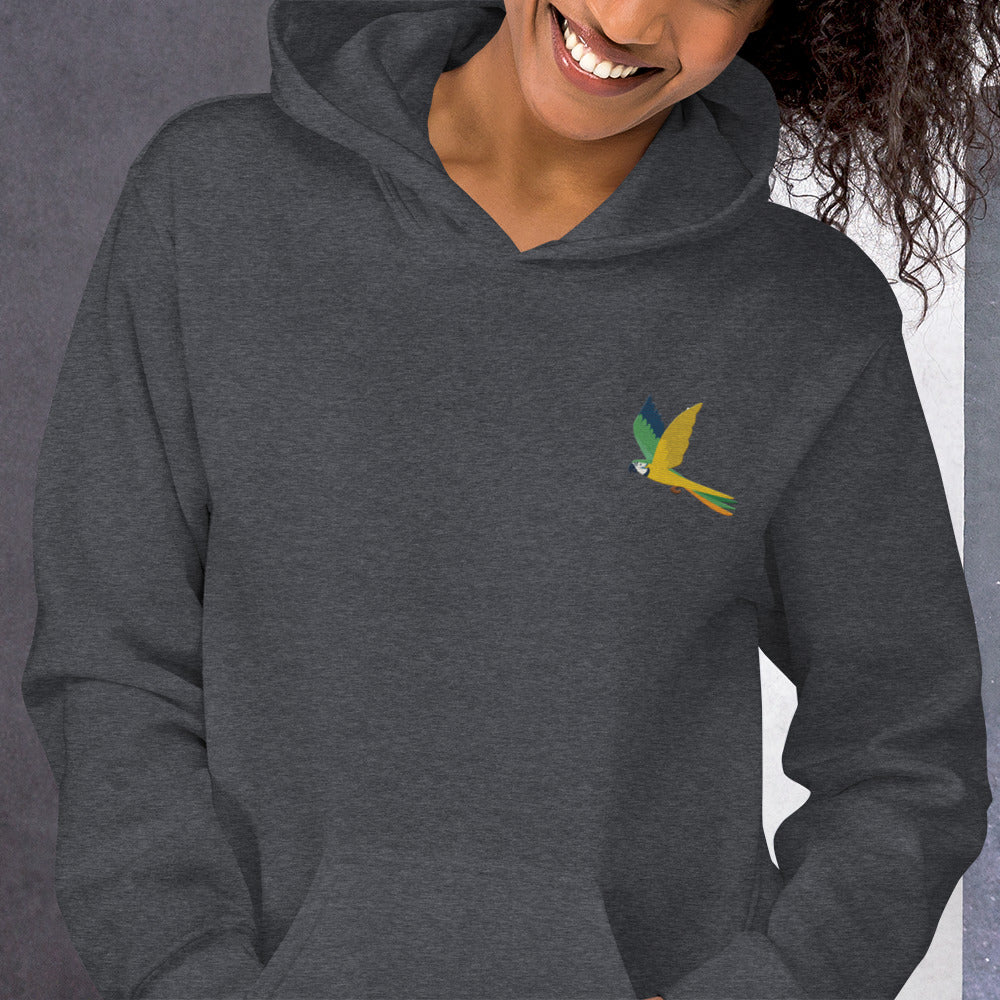 Parrot Cotton Hoodie - Embroidered - Wildlife Soul Parrot Cotton Hoodie - Embroidered