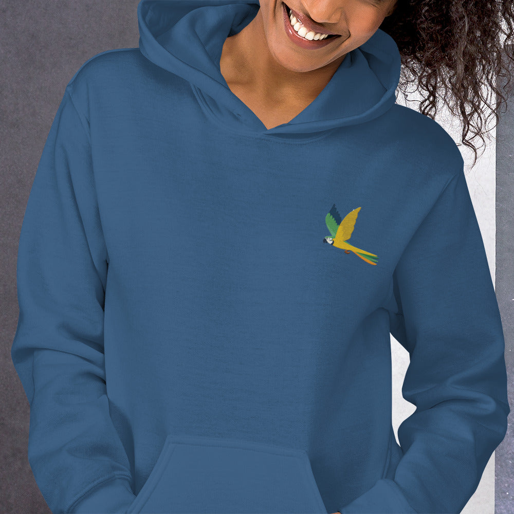 Parrot Cotton Hoodie - Embroidered - Wildlife Soul Parrot Cotton Hoodie - Embroidered