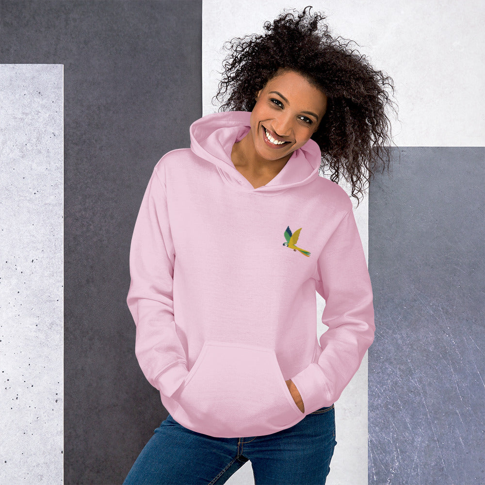 Parrot Cotton Hoodie - Embroidered - Wildlife Soul Parrot Cotton Hoodie - Embroidered