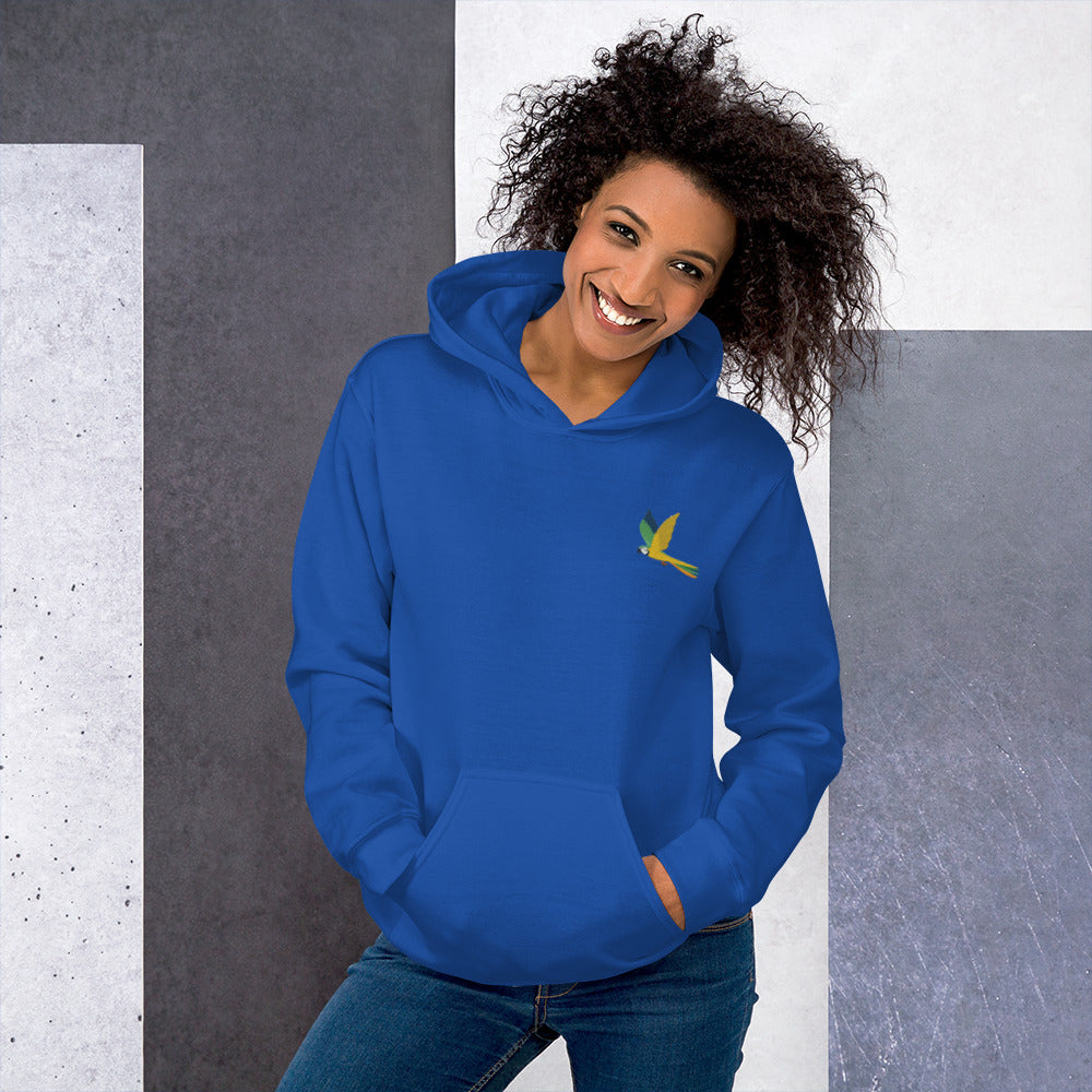 Parrot Cotton Hoodie - Embroidered - Wildlife Soul Parrot Cotton Hoodie - Embroidered