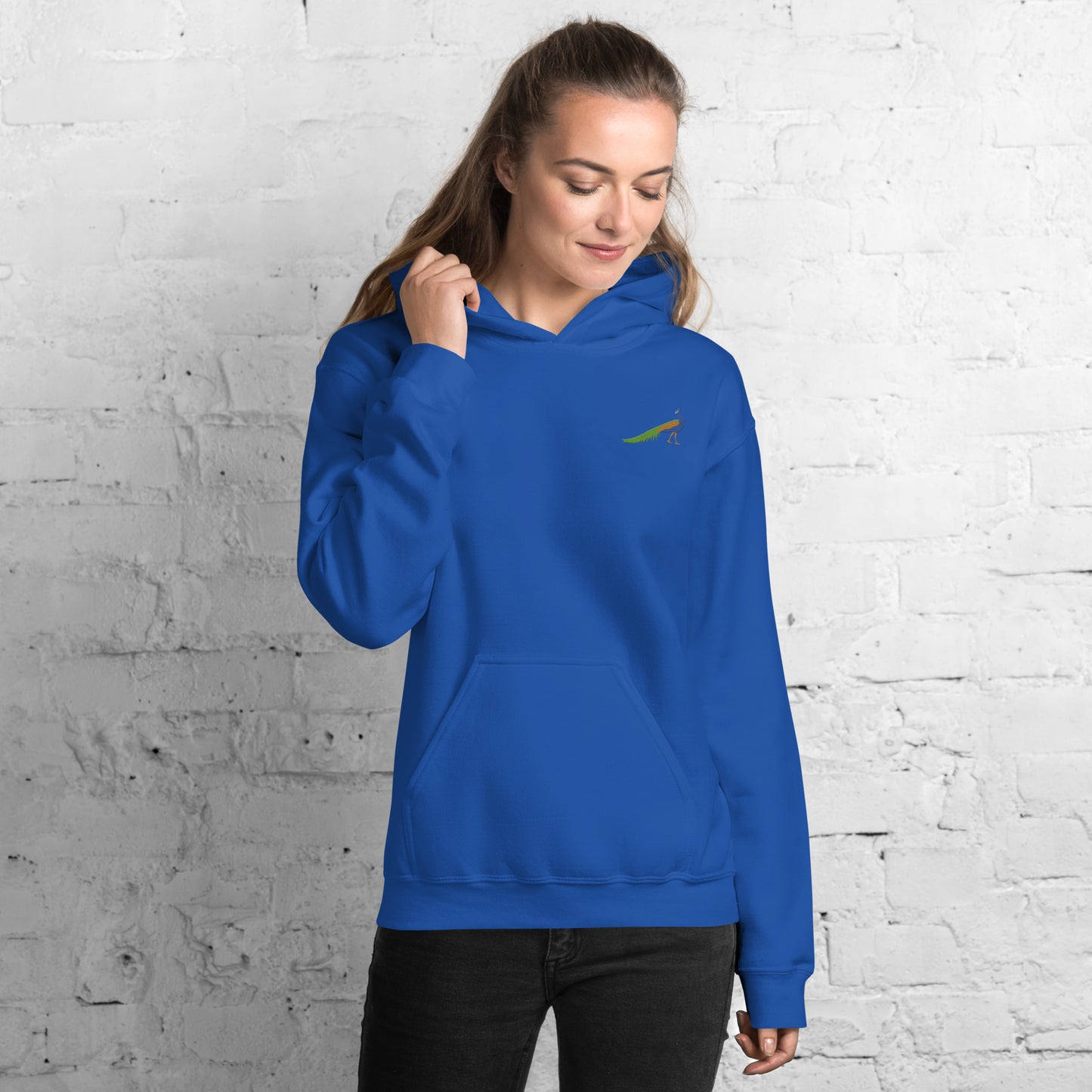 Peacock Cotton Hoodie - Embroidered - Wildlife Soul Peacock Cotton Hoodie - Embroidered