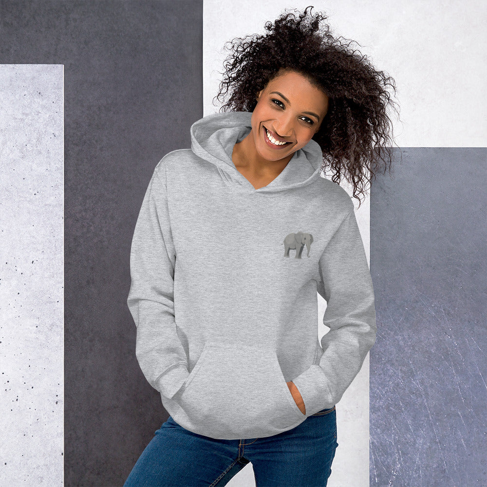 Elephant Cotton Hoodie - Embroidered - Wildlife Soul Elephant Cotton Hoodie - Embroidered
