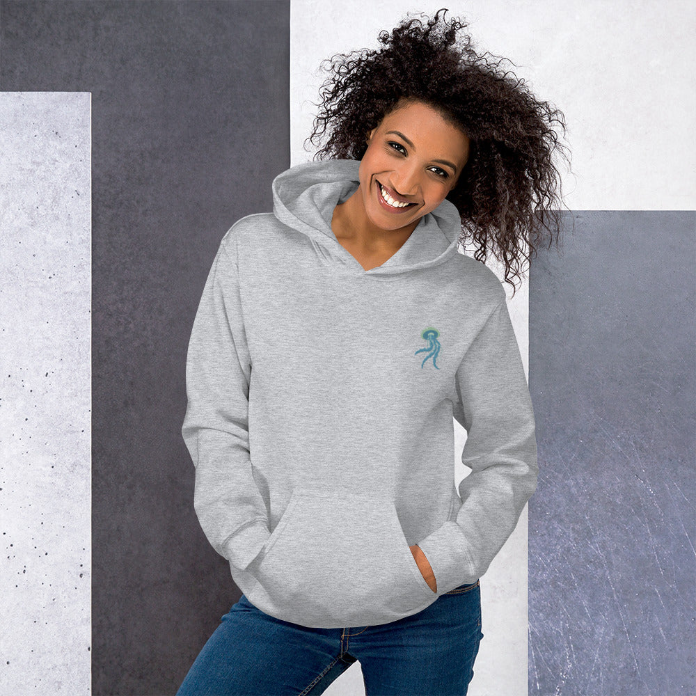 Jellyfish Cotton Hoodie - Embroidered - Wildlife Soul Jellyfish Cotton Hoodie - Embroidered