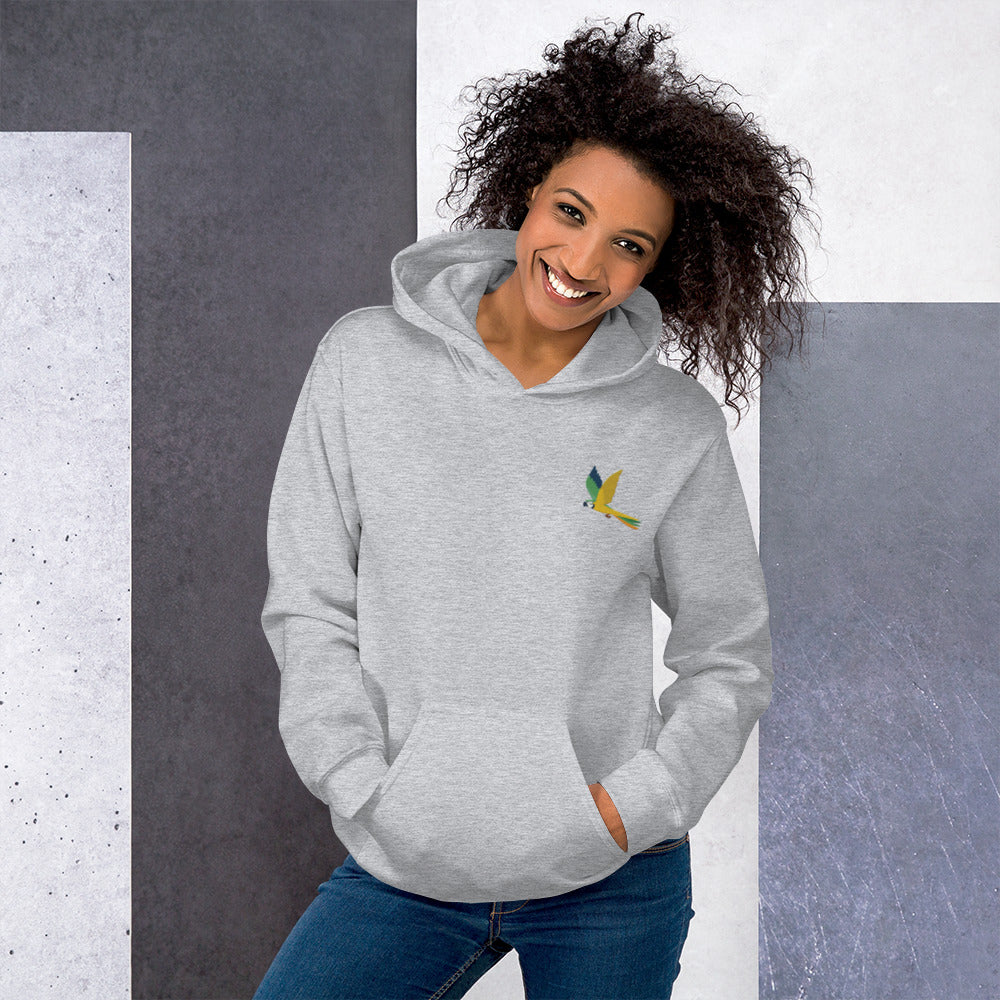 Parrot Cotton Hoodie - Embroidered - Wildlife Soul Parrot Cotton Hoodie - Embroidered
