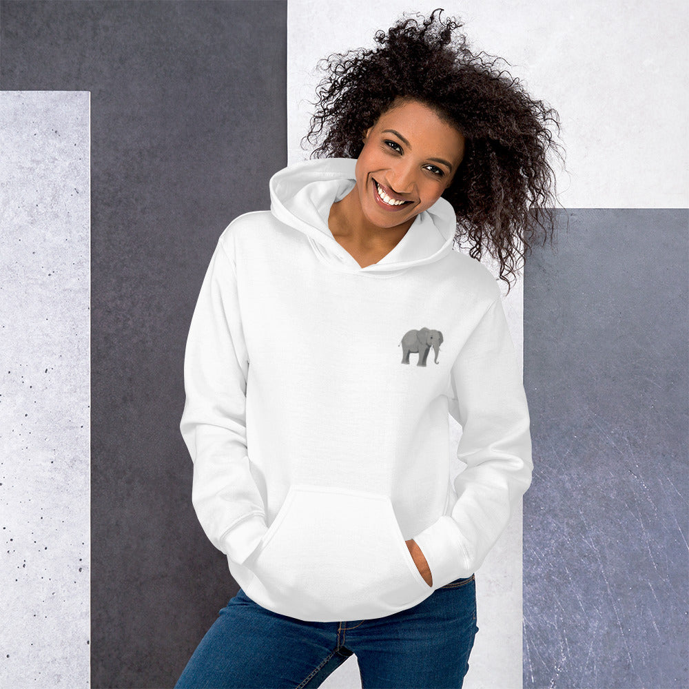 Elephant Cotton Hoodie - Embroidered - Wildlife Soul Elephant Cotton Hoodie - Embroidered