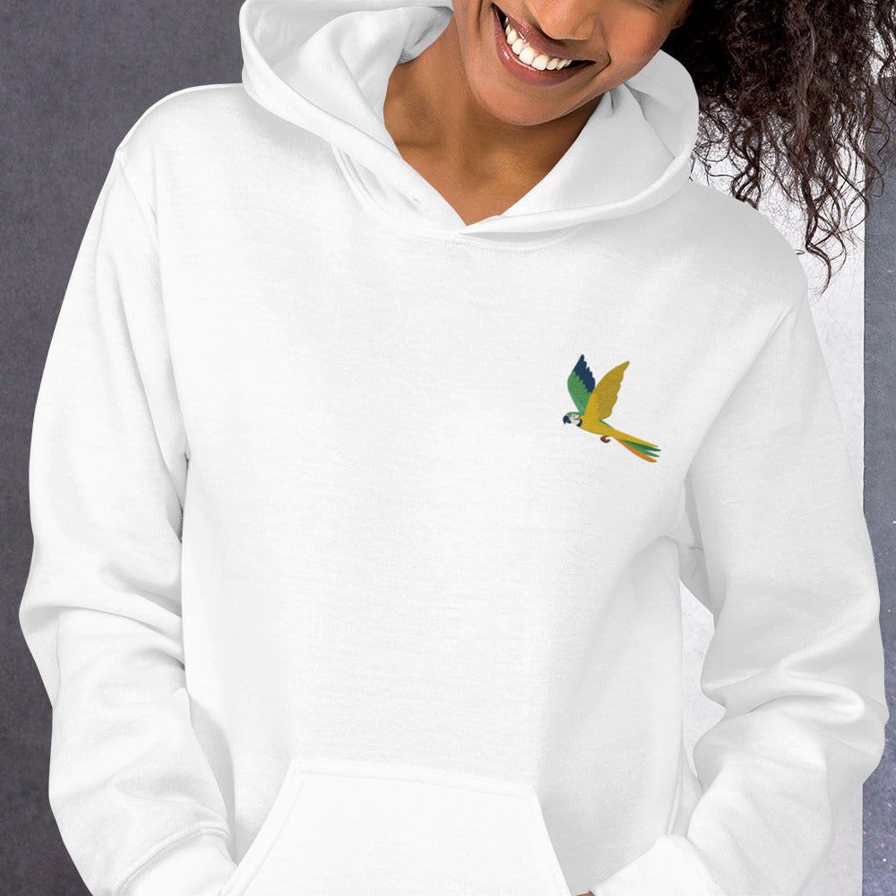 Parrot Cotton Hoodie - Embroidered - Wildlife Soul Parrot Cotton Hoodie - Embroidered