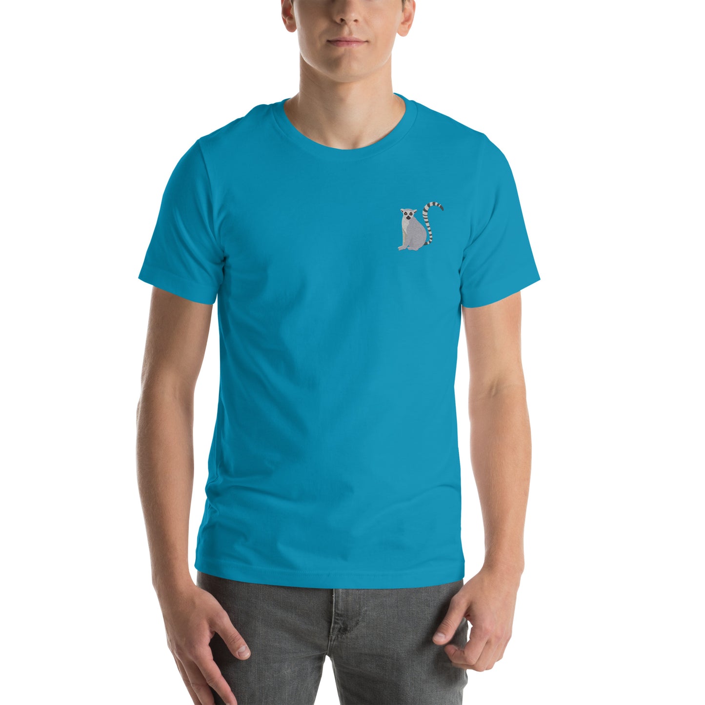 Lemur Cotton T-Shirt - Embroidered - Wildlife Soul Lemur Cotton T-Shirt - Embroidered
