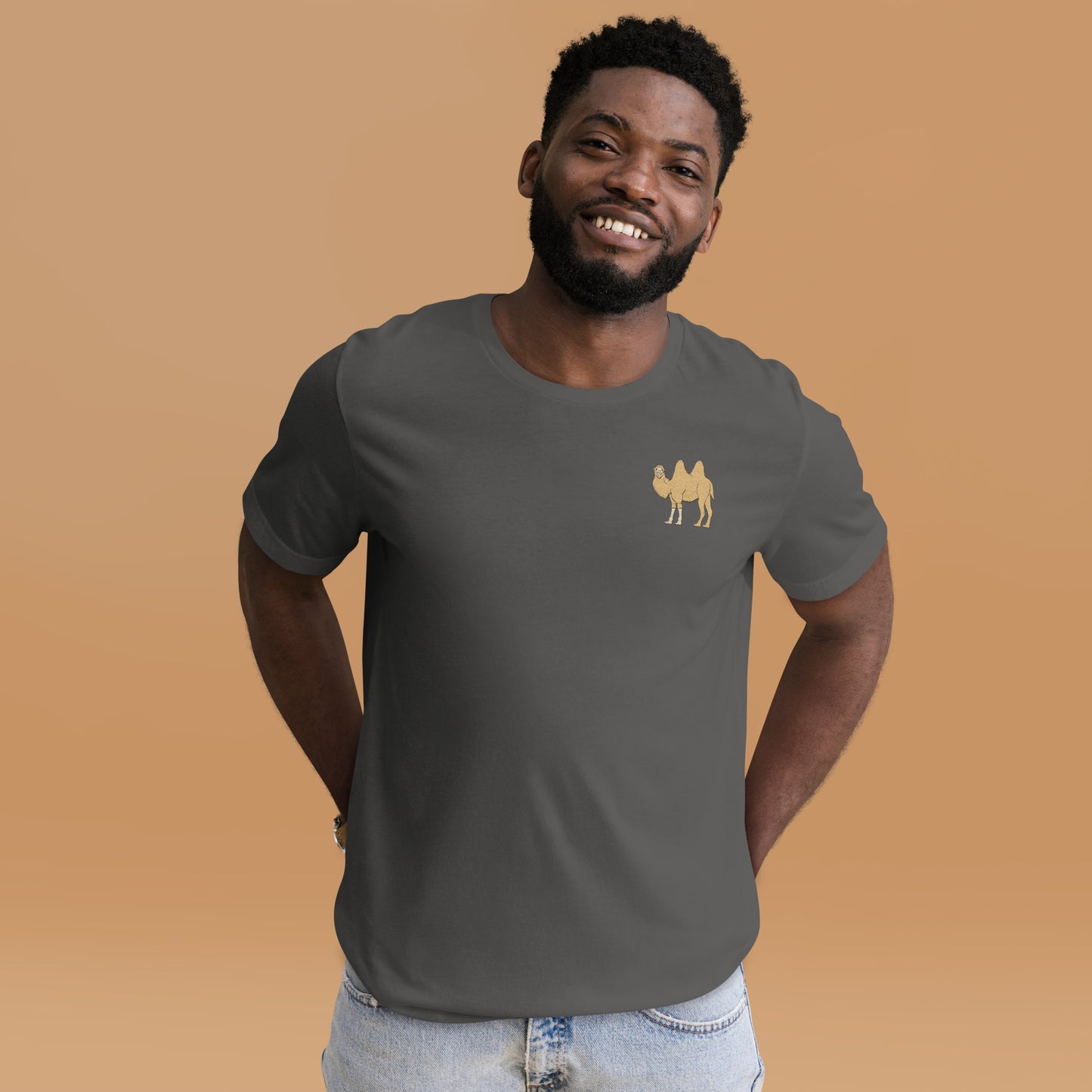 Camel Cotton T-Shirt - Embroidered - Wildlife Soul Camel Cotton T-Shirt - Embroidered