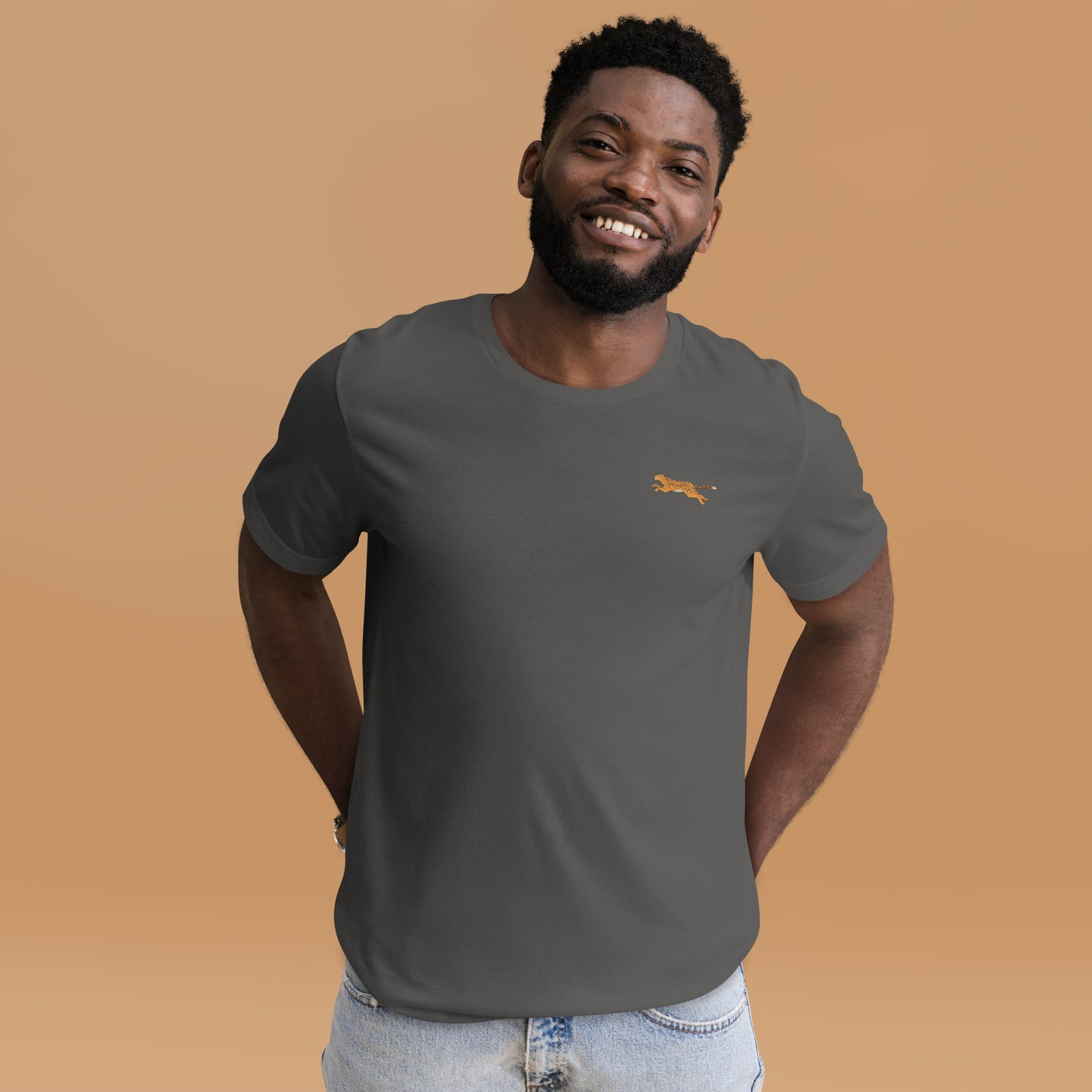 Leopard Cotton T-Shirt - Embroidered - Wildlife Soul Leopard Cotton T-Shirt - Embroidered