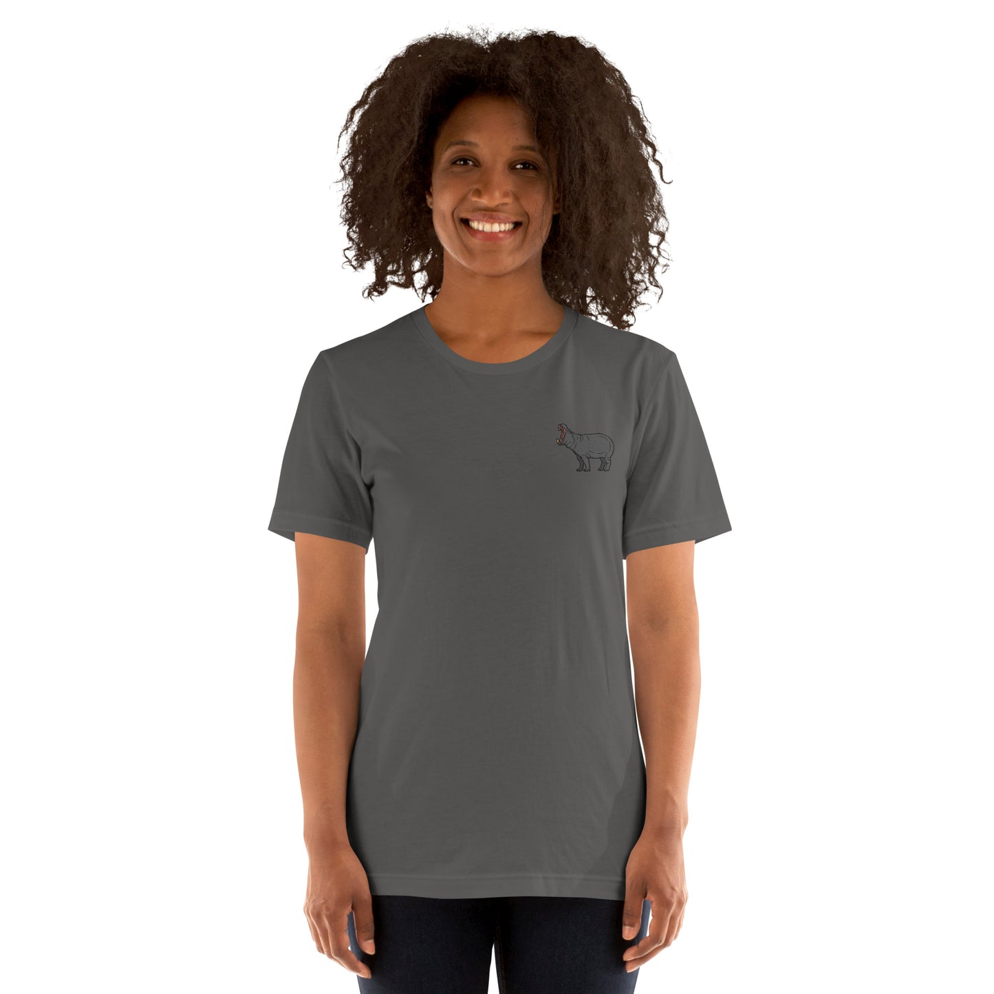 Hippopotamus Cotton T-Shirt - Embroidered - Wildlife Soul Hippopotamus Cotton T-Shirt - Embroidered