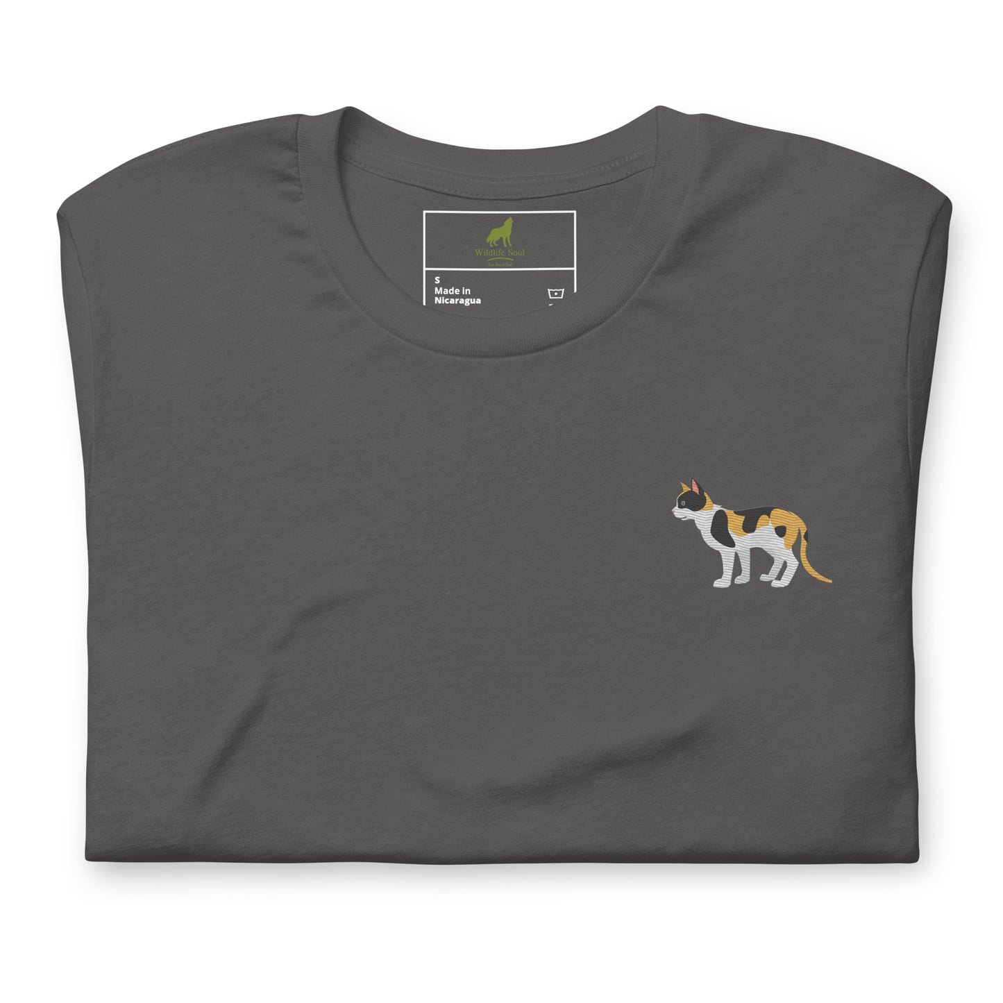 Cat Cotton T-shirt - Embroidered - Wildlife Soul Cat Cotton T-shirt - Embroidered