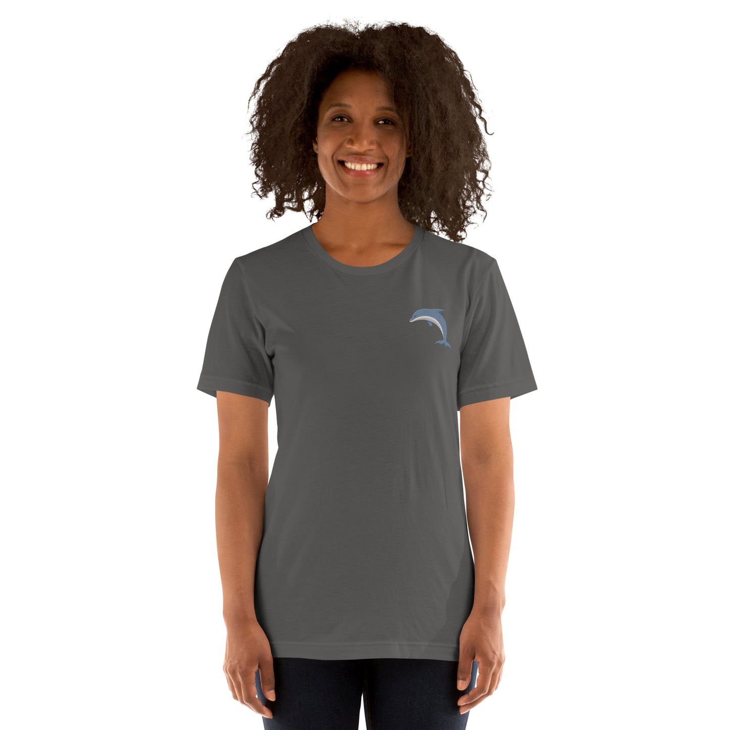 Dolphin Cotton T-Shirt - Embroidered - Wildlife Soul Dolphin Cotton T-Shirt - Embroidered