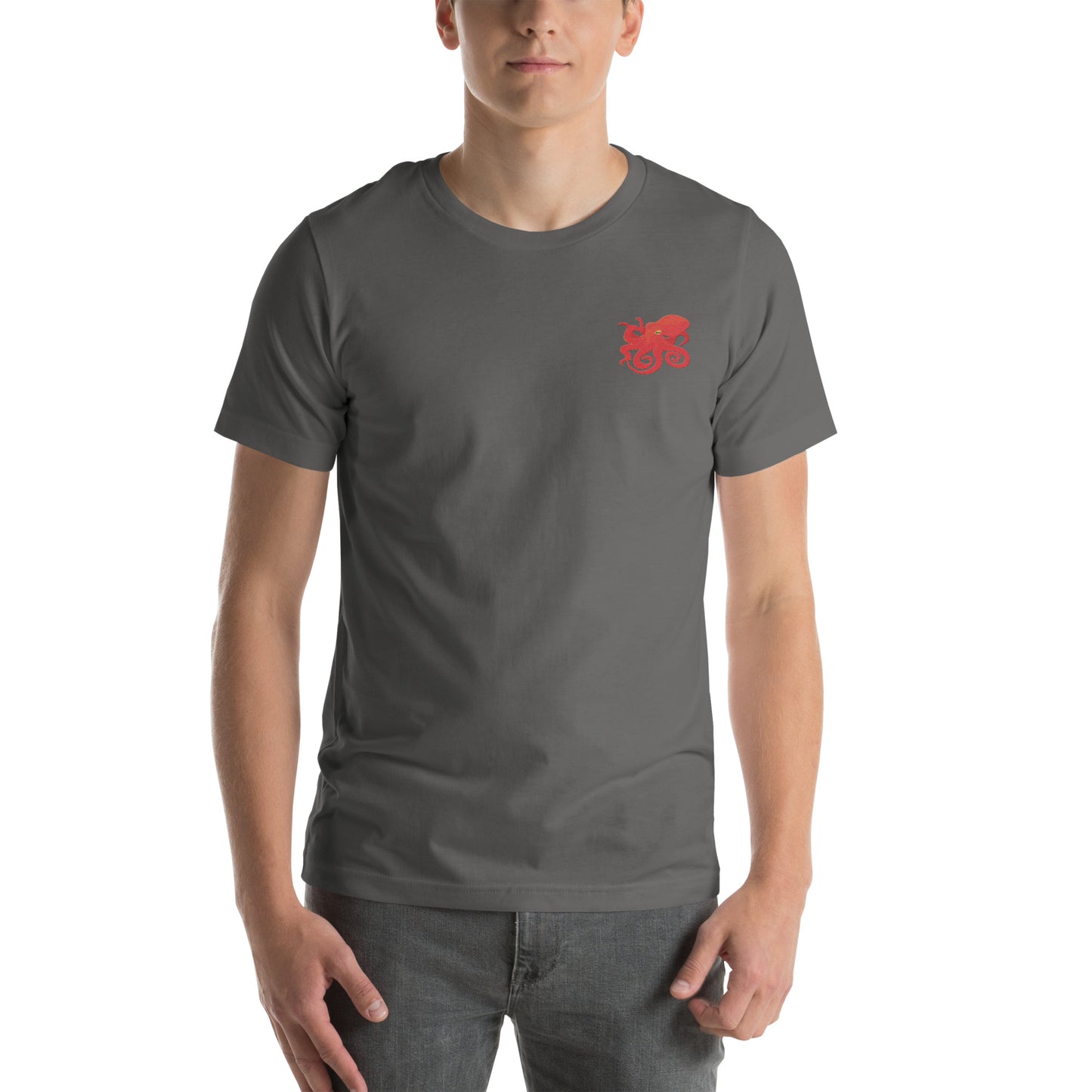 Octopus Cotton T-Shirt - Embroidered - Wildlife Soul Octopus Cotton T-Shirt - Embroidered