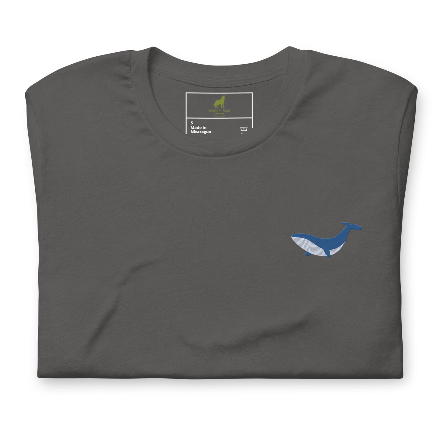Whale Cotton T-Shirt - Embroidered - Wildlife Soul Whale Cotton T-Shirt - Embroidered