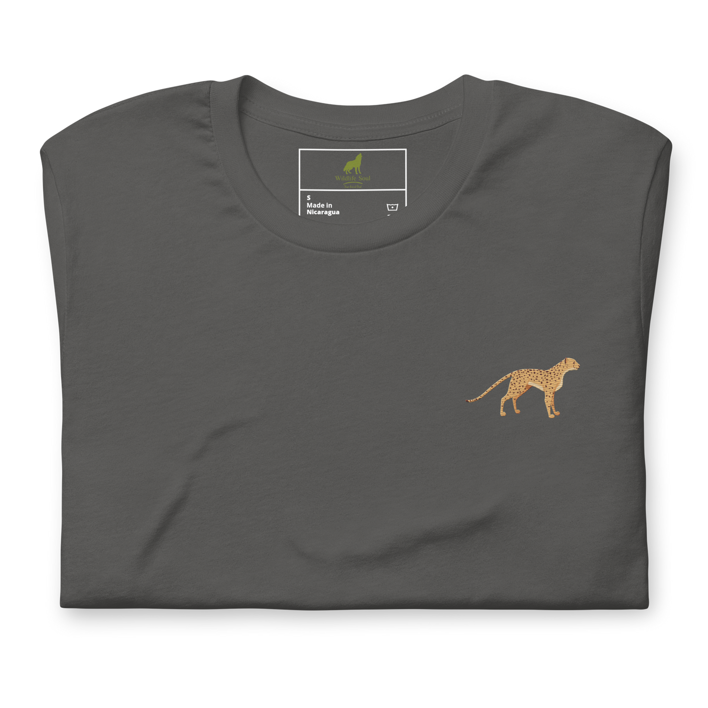 Cheetah Cotton T-Shirt - Embroidered - Wildlife Soul Cheetah Cotton T-Shirt - Embroidered