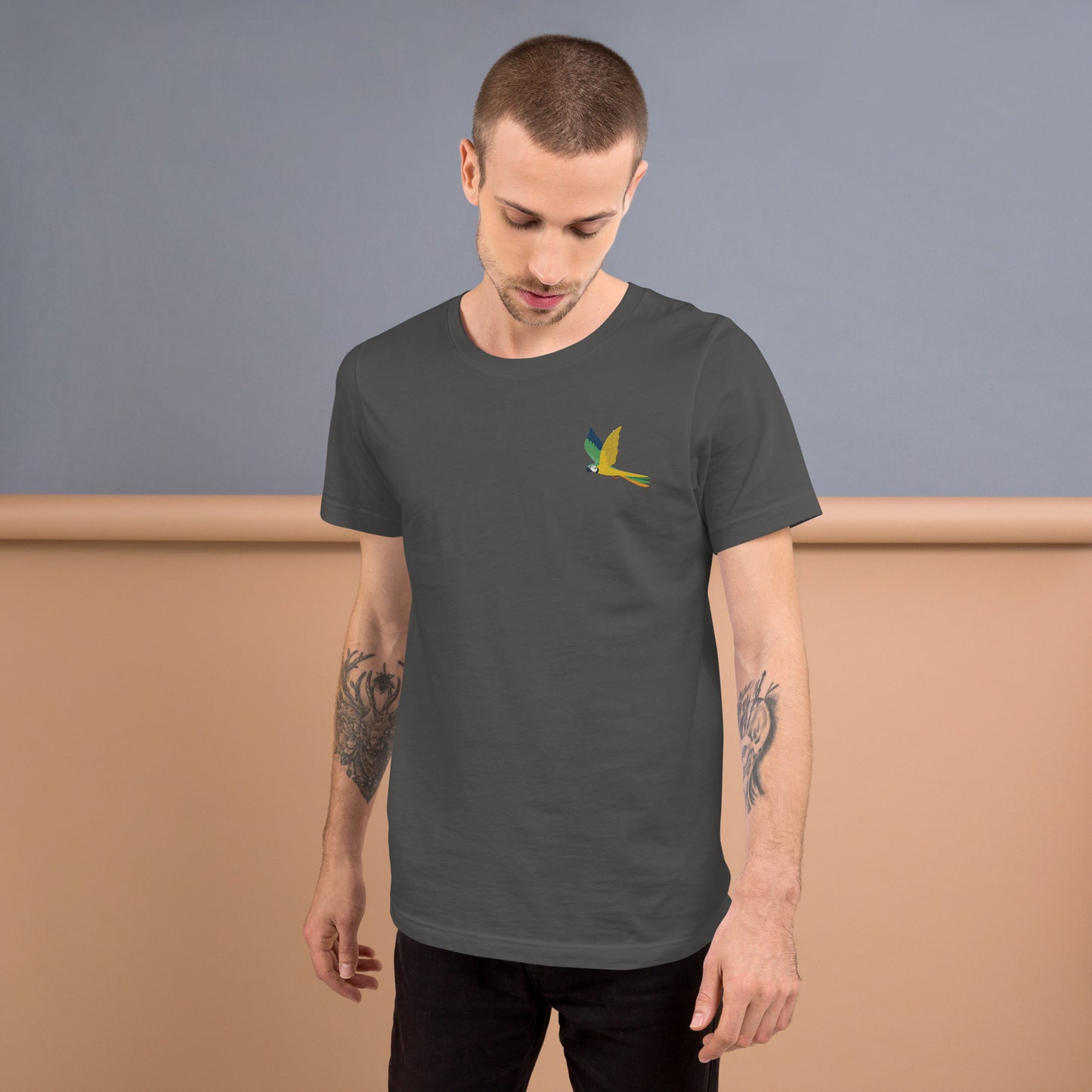 Parrot Cotton T-Shirt - Embroidered - Wildlife Soul Parrot Cotton T-Shirt - Embroidered