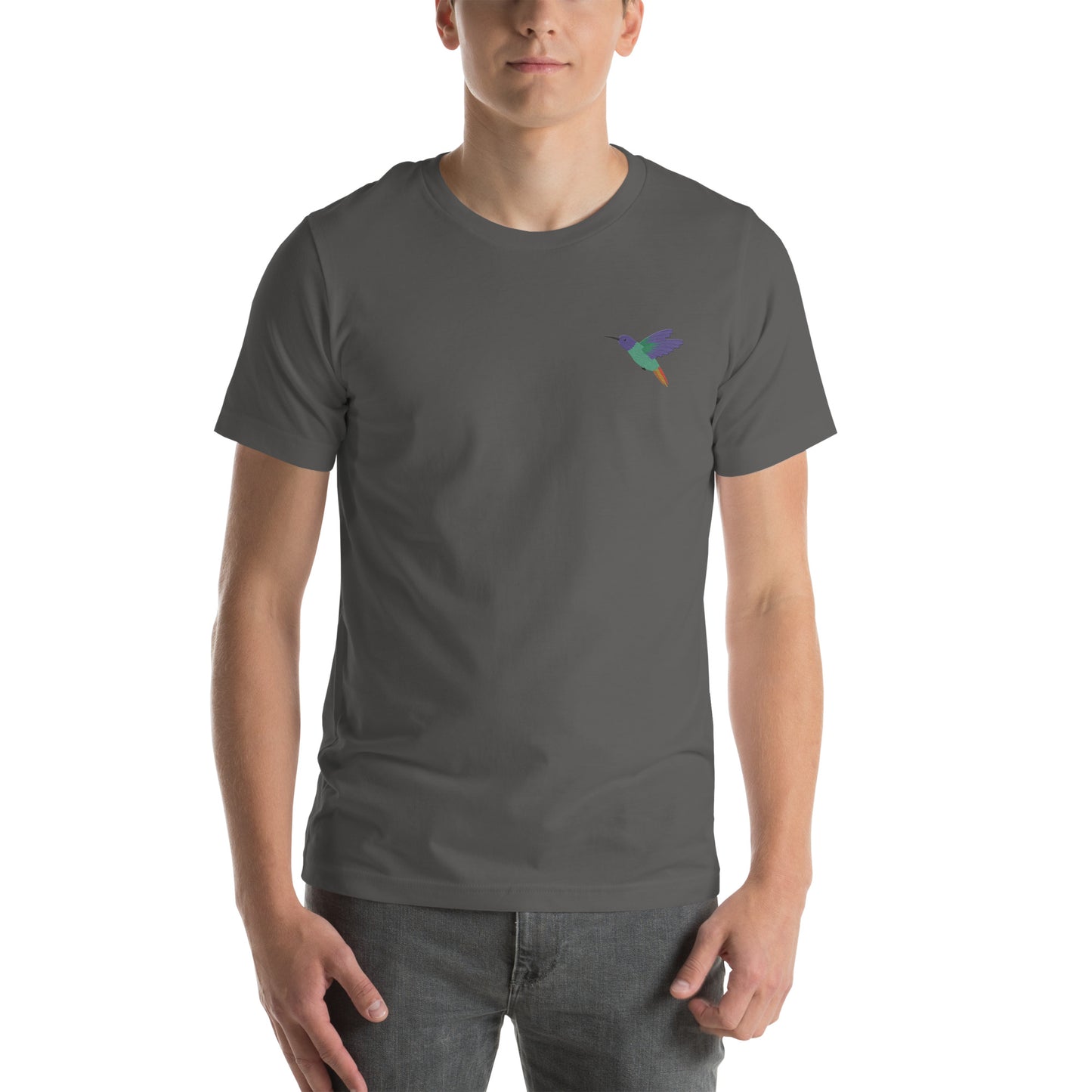 Hummingbird Cotton T-Shirt - Embroidered - Wildlife Soul Hummingbird Cotton T-Shirt - Embroidered