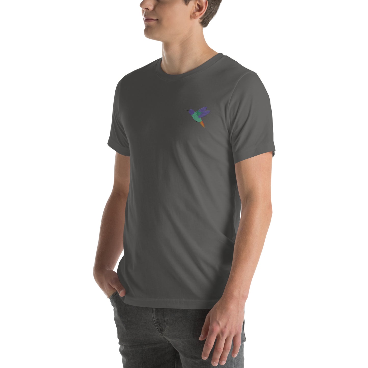 Hummingbird Cotton T-Shirt - Embroidered - Wildlife Soul Hummingbird Cotton T-Shirt - Embroidered