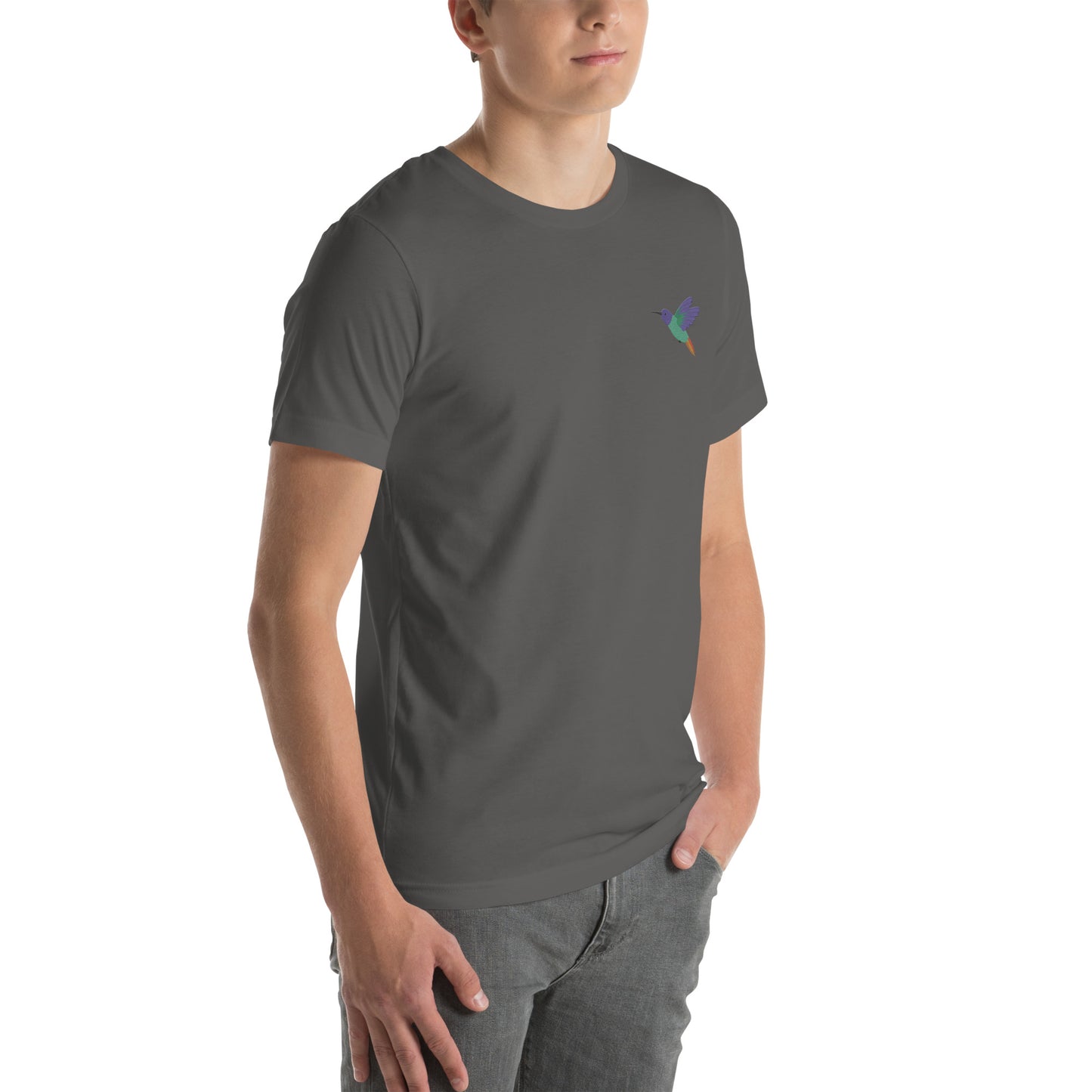 Hummingbird Cotton T-Shirt - Embroidered - Wildlife Soul Hummingbird Cotton T-Shirt - Embroidered