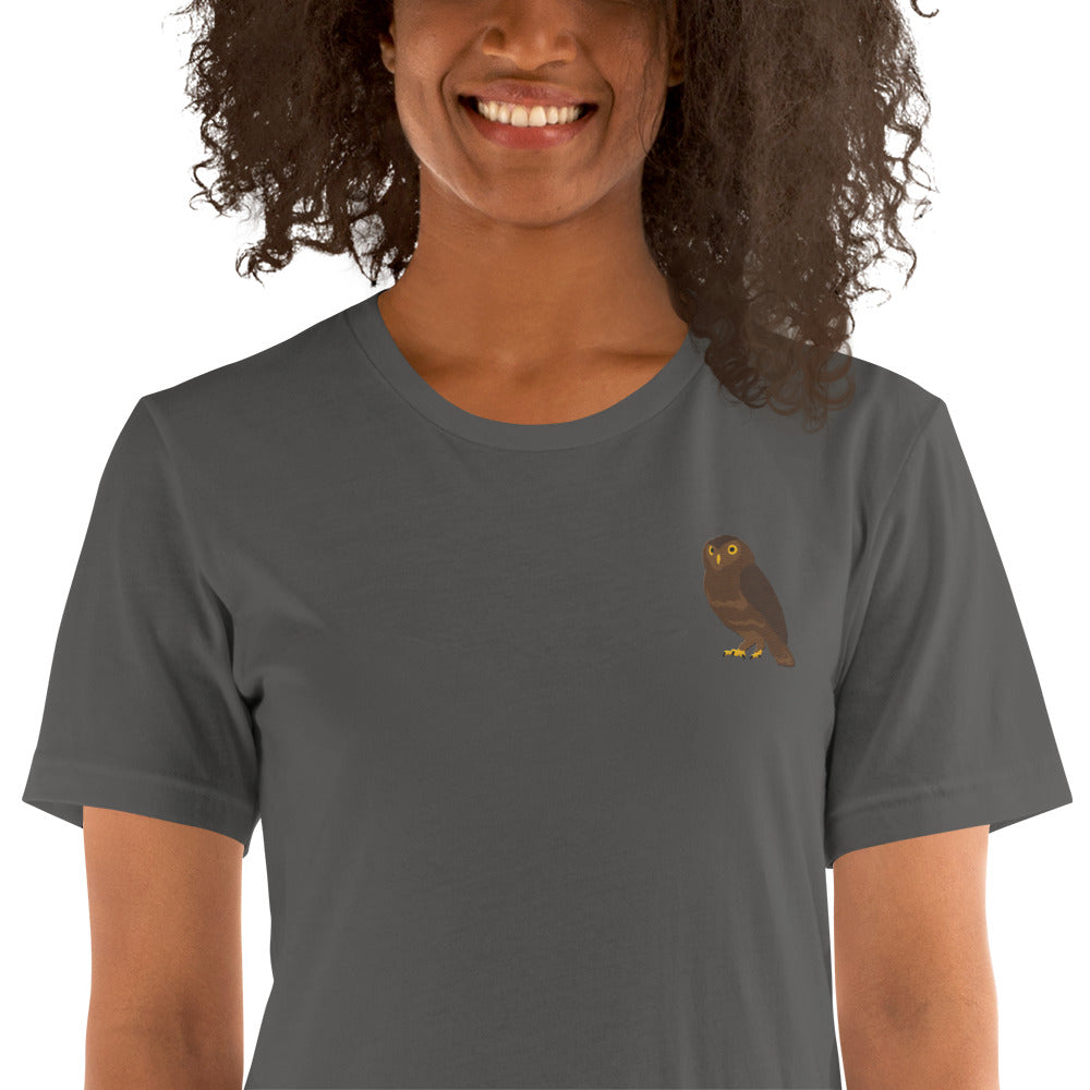 Owl Cotton T-Shirt - Embroidered - Wildlife Soul Owl Cotton T-Shirt - Embroidered