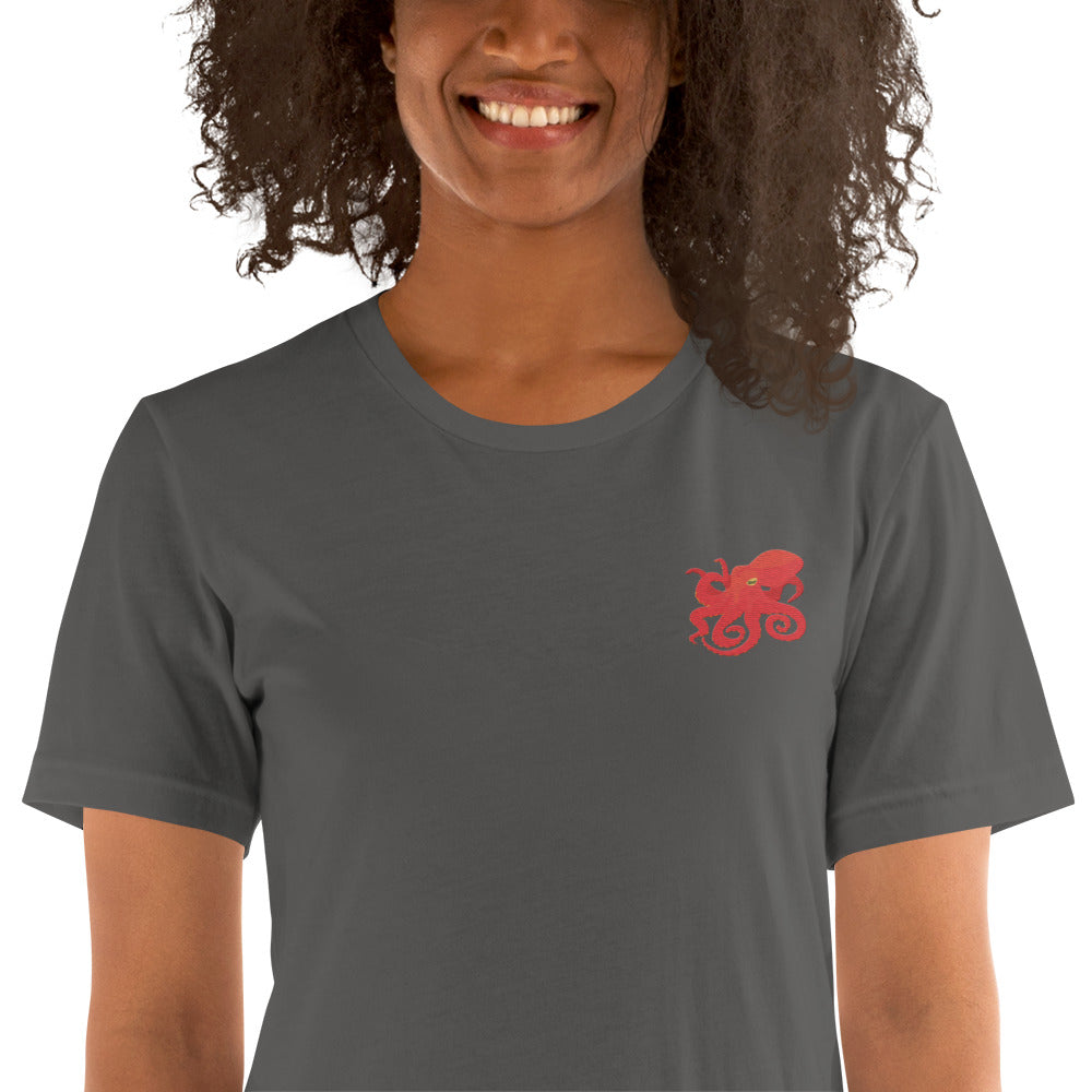 Octopus Cotton T-Shirt - Embroidered - Wildlife Soul Octopus Cotton T-Shirt - Embroidered