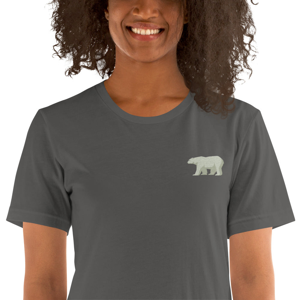 White Bear Cotton T-Shirt - Embroidered - Wildlife Soul White Bear Cotton T-Shirt - Embroidered