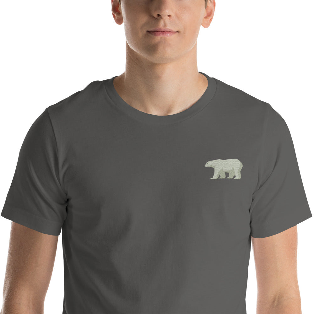 White Bear Cotton T-Shirt - Embroidered - Wildlife Soul White Bear Cotton T-Shirt - Embroidered