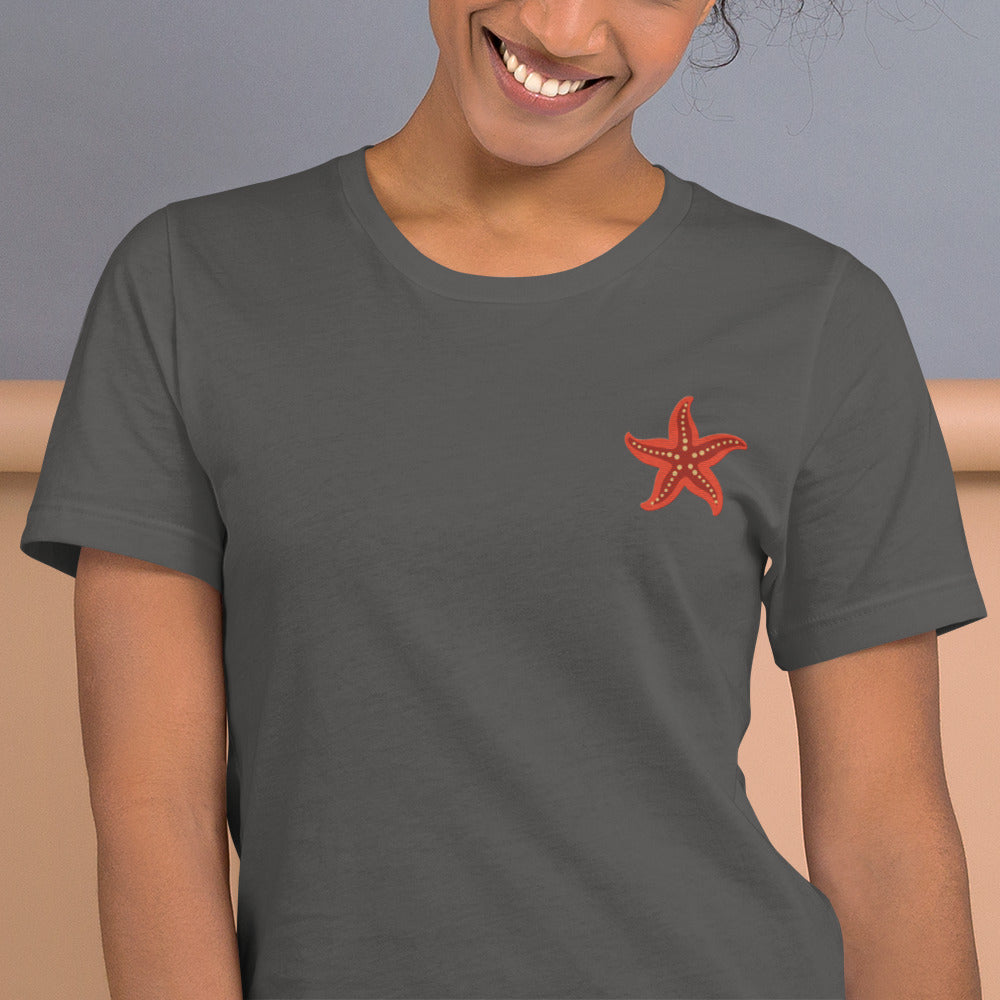 Star fish Cotton T-Shirt - Embroidered - Wildlife Soul Star fish Cotton T-Shirt - Embroidered