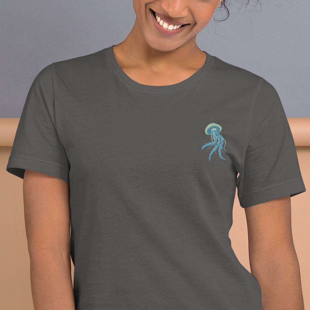 Jellyfish Cotton T-Shirt - Embroidered - Wildlife Soul Jellyfish Cotton T-Shirt - Embroidered