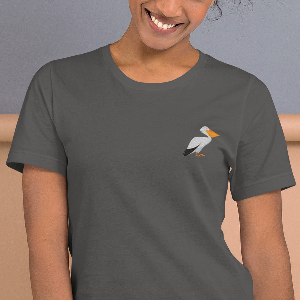Pelican Cotton T-Shirt - Embroidered - Wildlife Soul Pelican Cotton T-Shirt - Embroidered