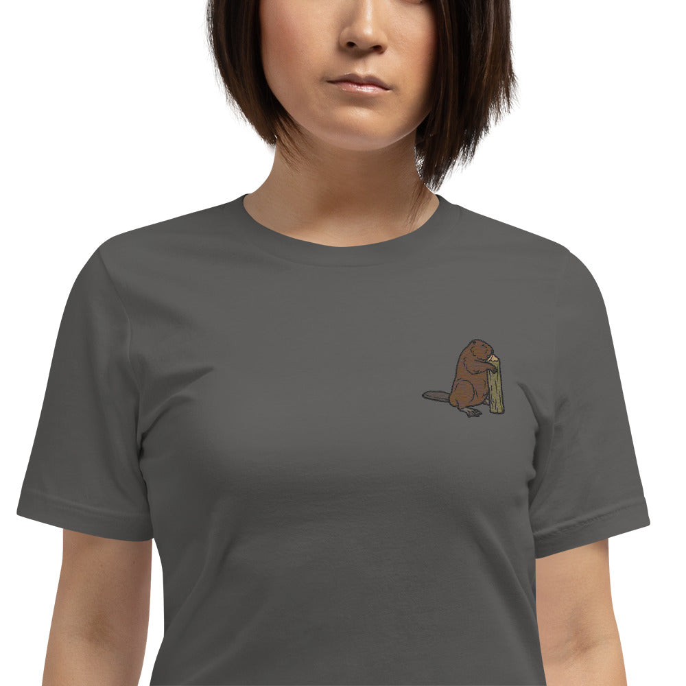 Beaver Cotton T-Shirt - Embroidered - Wildlife Soul Beaver Cotton T-Shirt - Embroidered