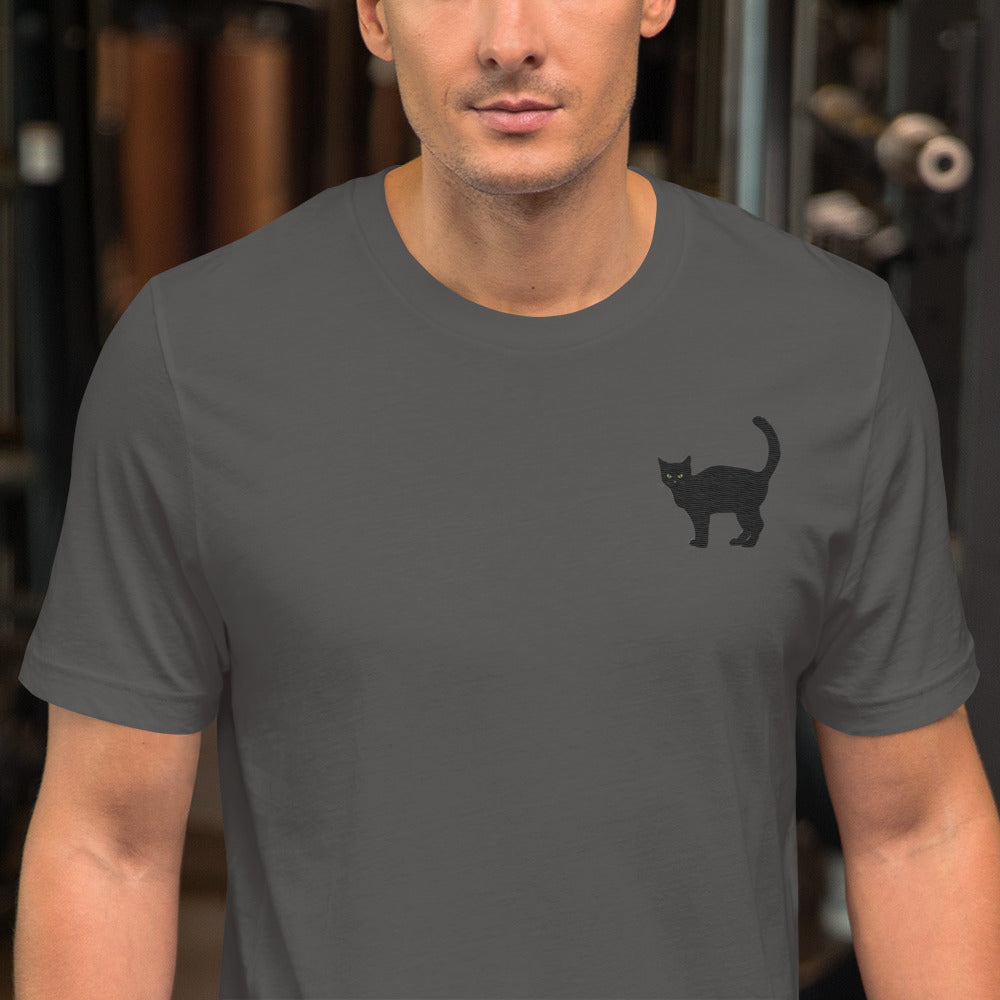 Black Cat T-Shirt - Embroidered - Wildlife Soul Black Cat T-Shirt - Embroidered