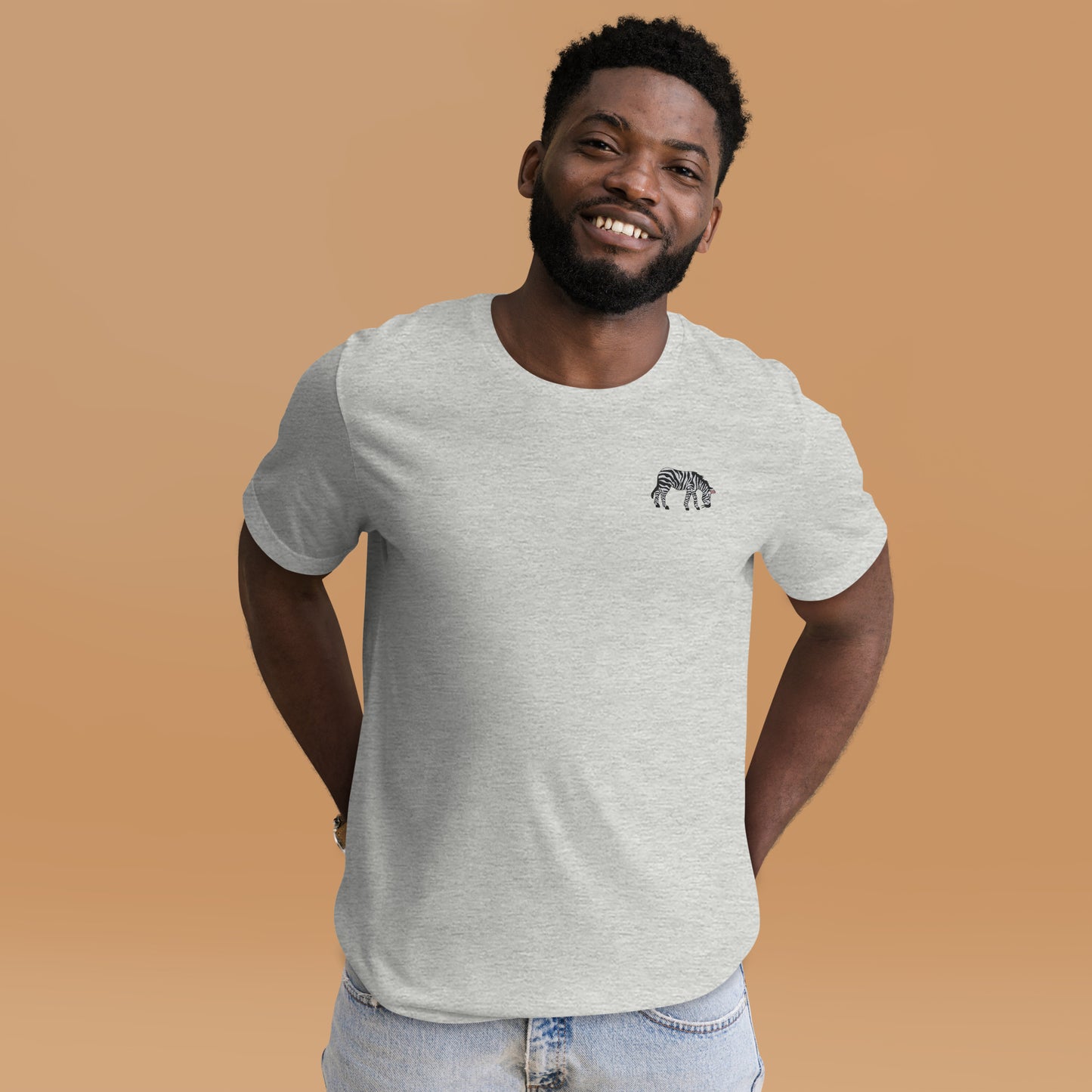 Zebra Cotton T-Shirt - Embroidered - Wildlife Soul Zebra Cotton T-Shirt - Embroidered